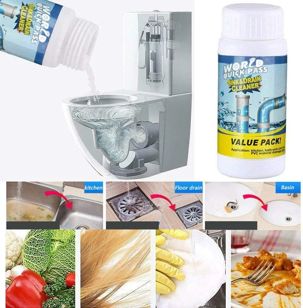 Astro Plus  Powerful Sink & Drain Blockage Cleaner Powder & Clog, Automatic Toilet Blockage Cleaner, Drain Cleaner for Kitchen Toilet (1 Pics )