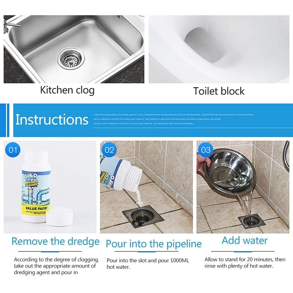 Astro Plus  Powerful Sink & Drain Blockage Cleaner Powder & Clog, Automatic Toilet Blockage Cleaner, Drain Cleaner for Kitchen Toilet (1 Pics )