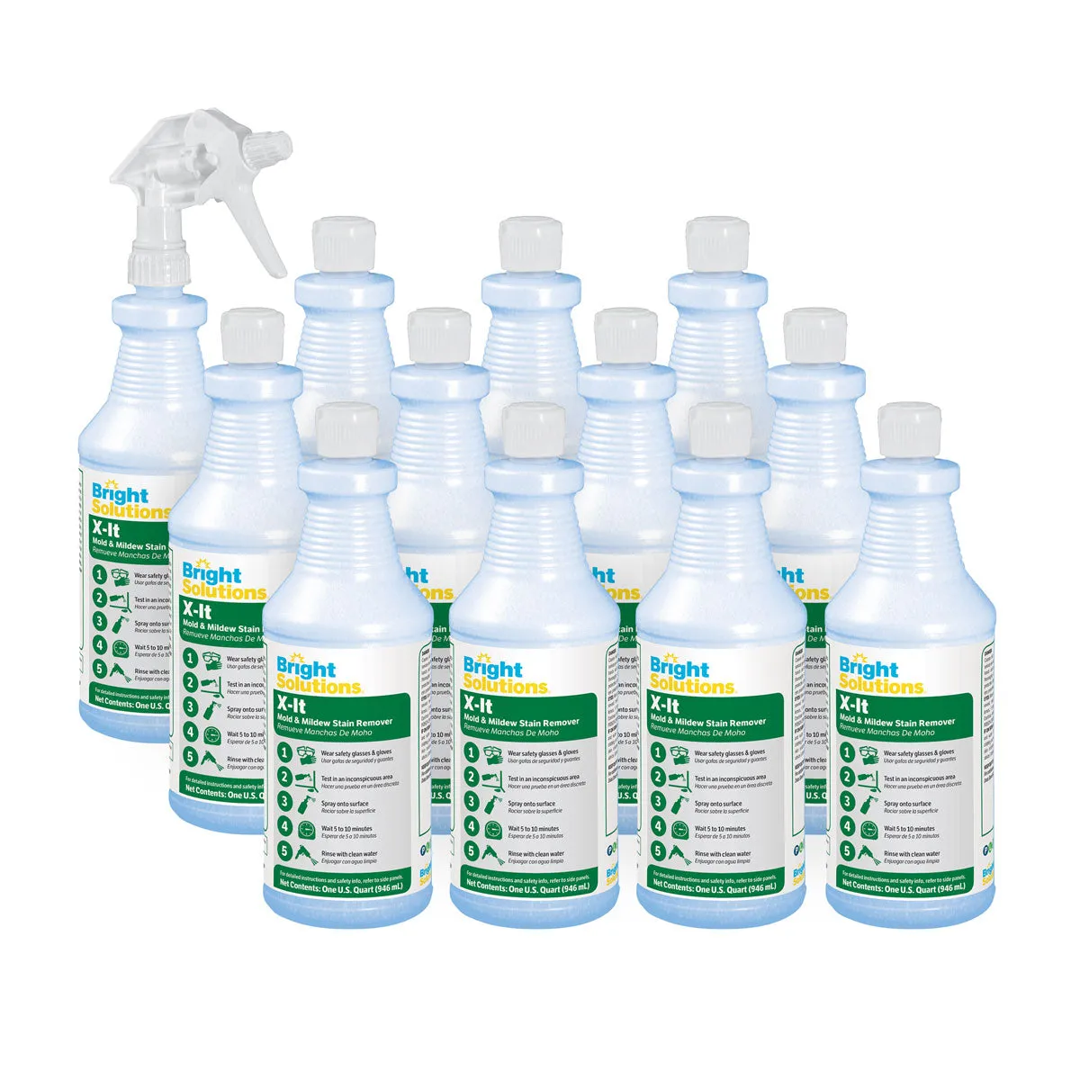 Bright Solutions 'X-It' Mold & Mildew Stain Remover (32 oz Spray Bottles) - Case of 12