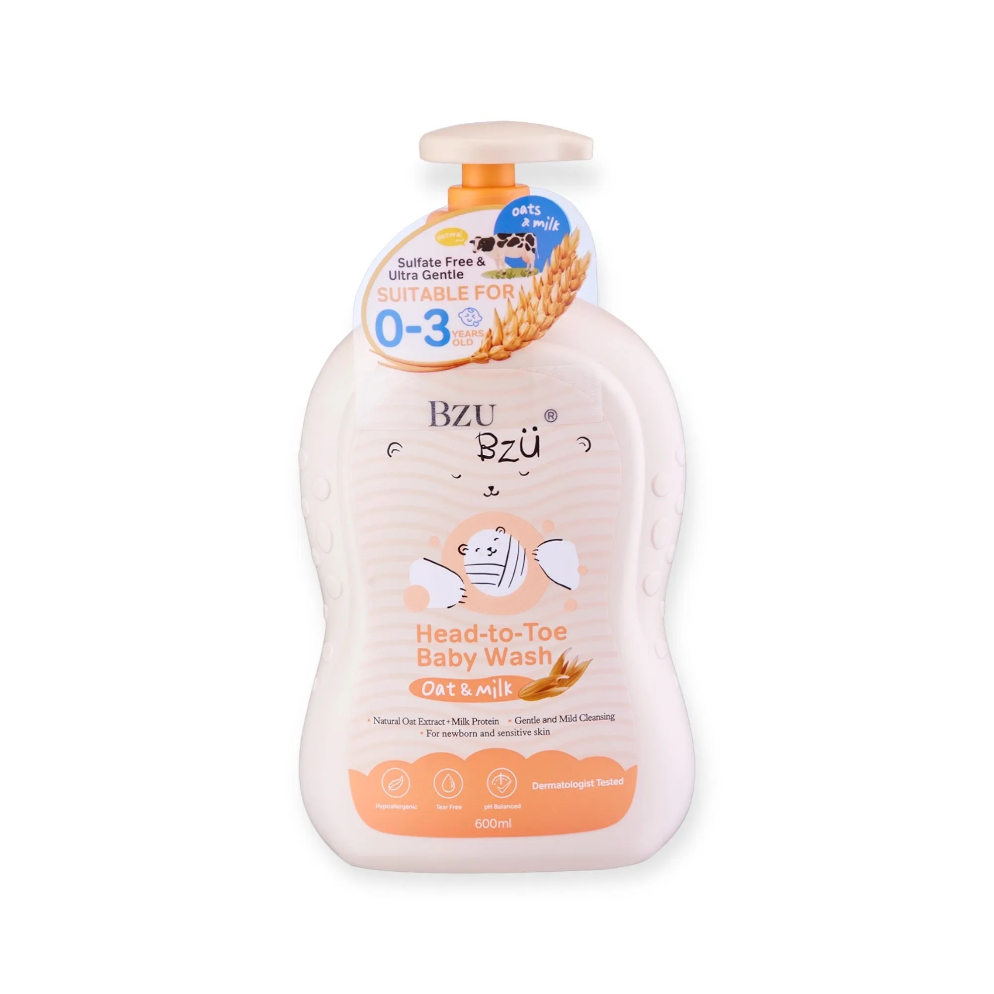 BzuBzu Baby Head-To-Toe Wash Oat  Milk 600ML