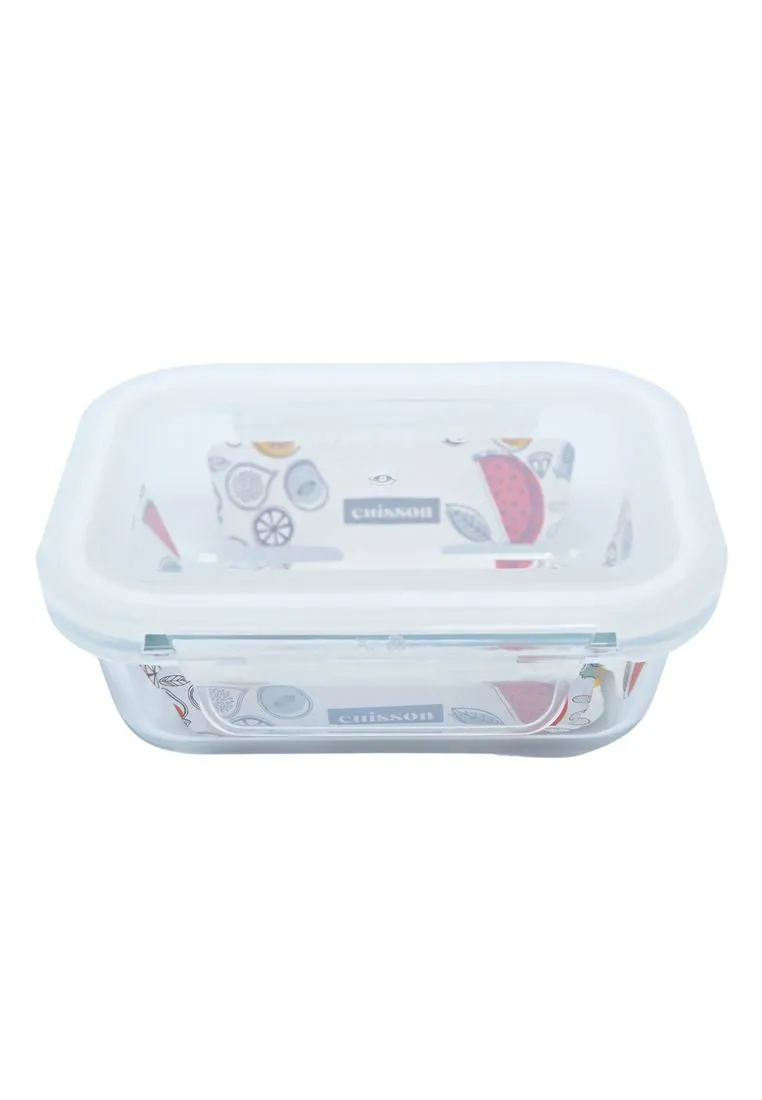 Cuisson Rectangle Glass Food Container with Lid - White