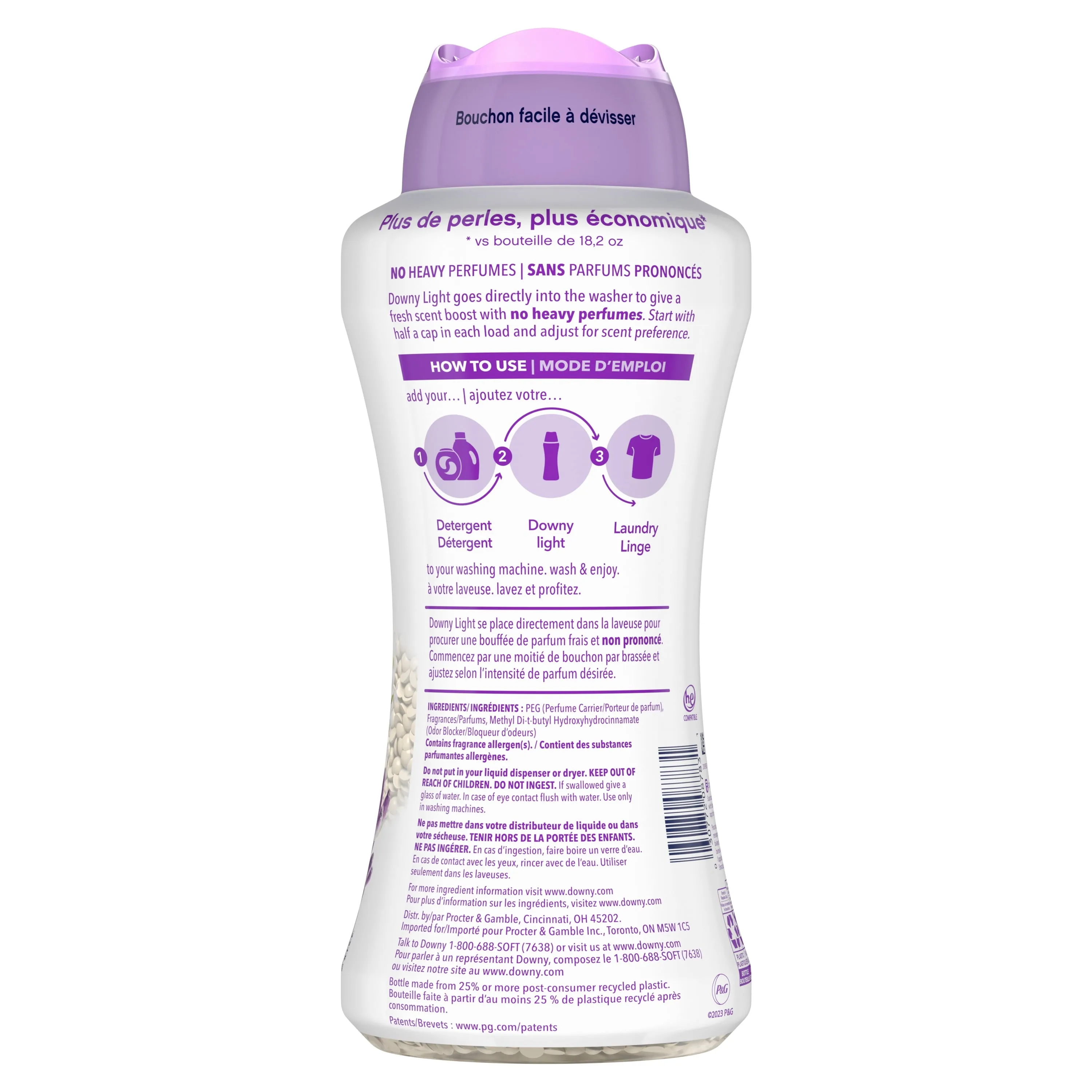 Downy Light Laundry Scent Booster Beads for Washer, White Lavender, 24 oz, with No Heavy Perfumes