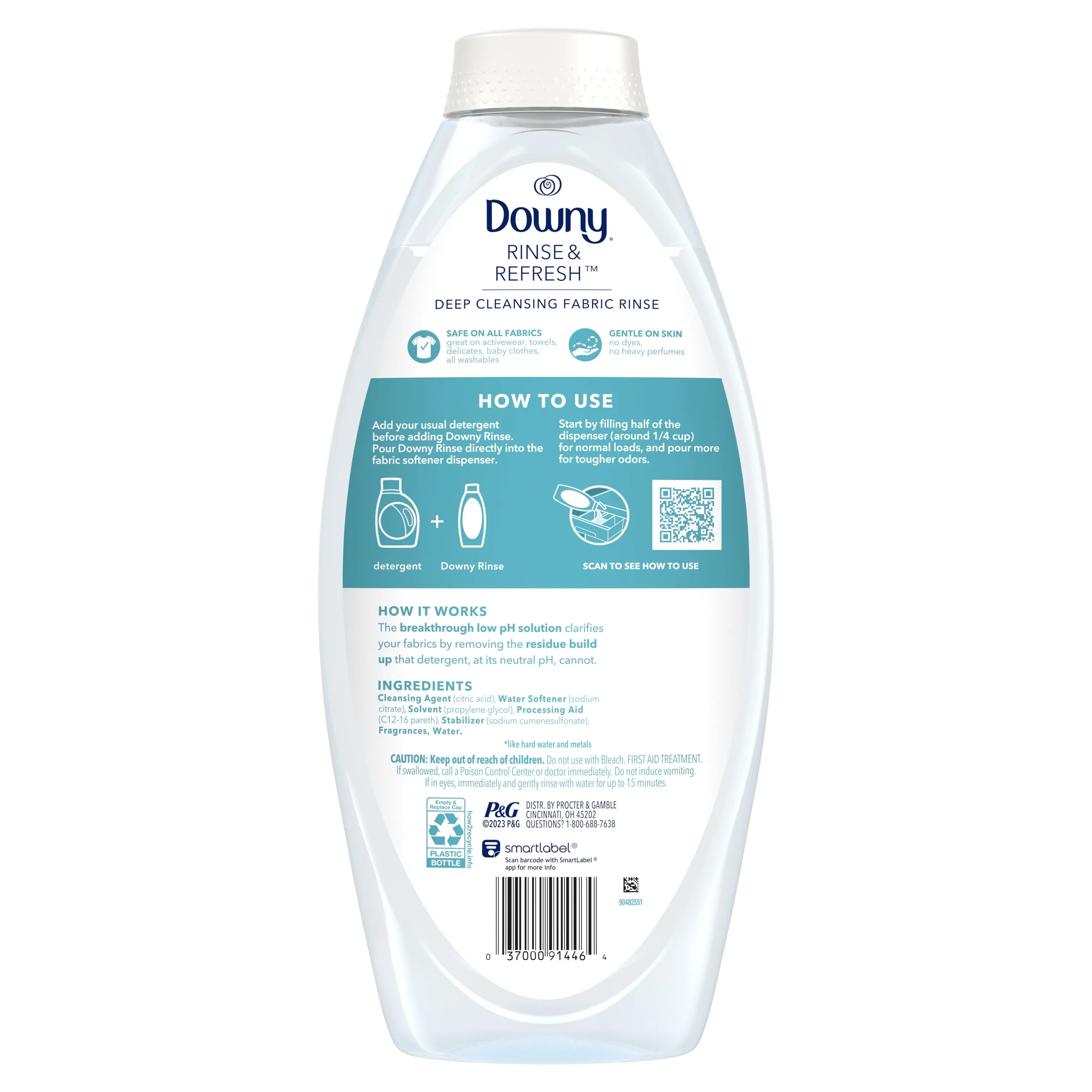 Downy Rinse & Refresh Liquid Laundry Odor Remover and Fabric Softener, Cool Cotton, 48.00 fl oz