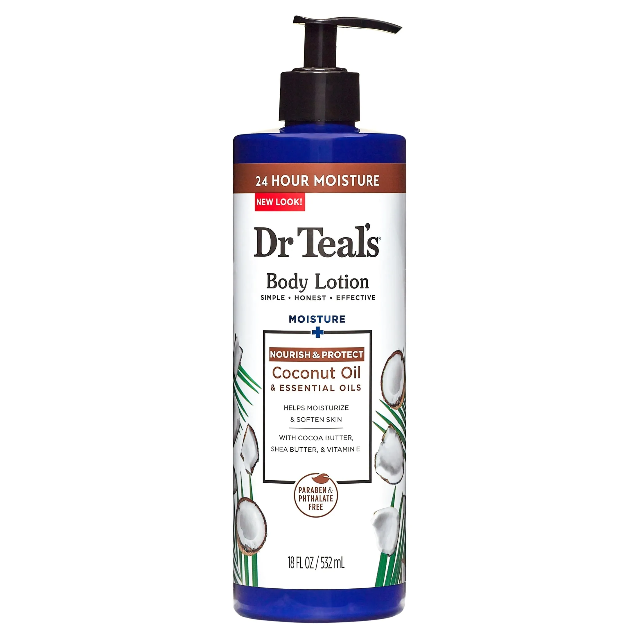 Dr Teal's Body Lotion, Moisture   Nourishing with Coconut Oil & Essential Oils, 18 fl oz.