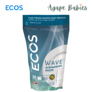 ECOS Earth Friendly Wave Automatic Dishwasher Tablets (20Pcs) - Free & Clear, 410 g.