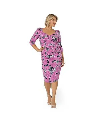 Leota Women's Marielle Floral Print Dress Purple Size 3X