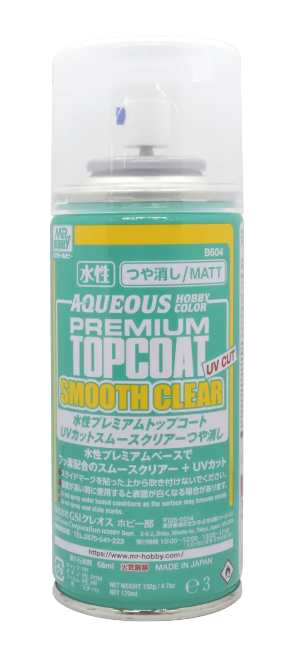 Mr. Hobby B604 Aqueous Color Premium Top Coat Smooth Clear UV Cut Matt Spray Paint