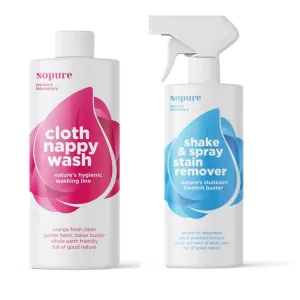 SoPure Baby Cloth Nappy Pack (SoPure SoPure Cloth Nappy Wash 1 Litre and 1 x Shake & Spray Stain Remover 500ml)