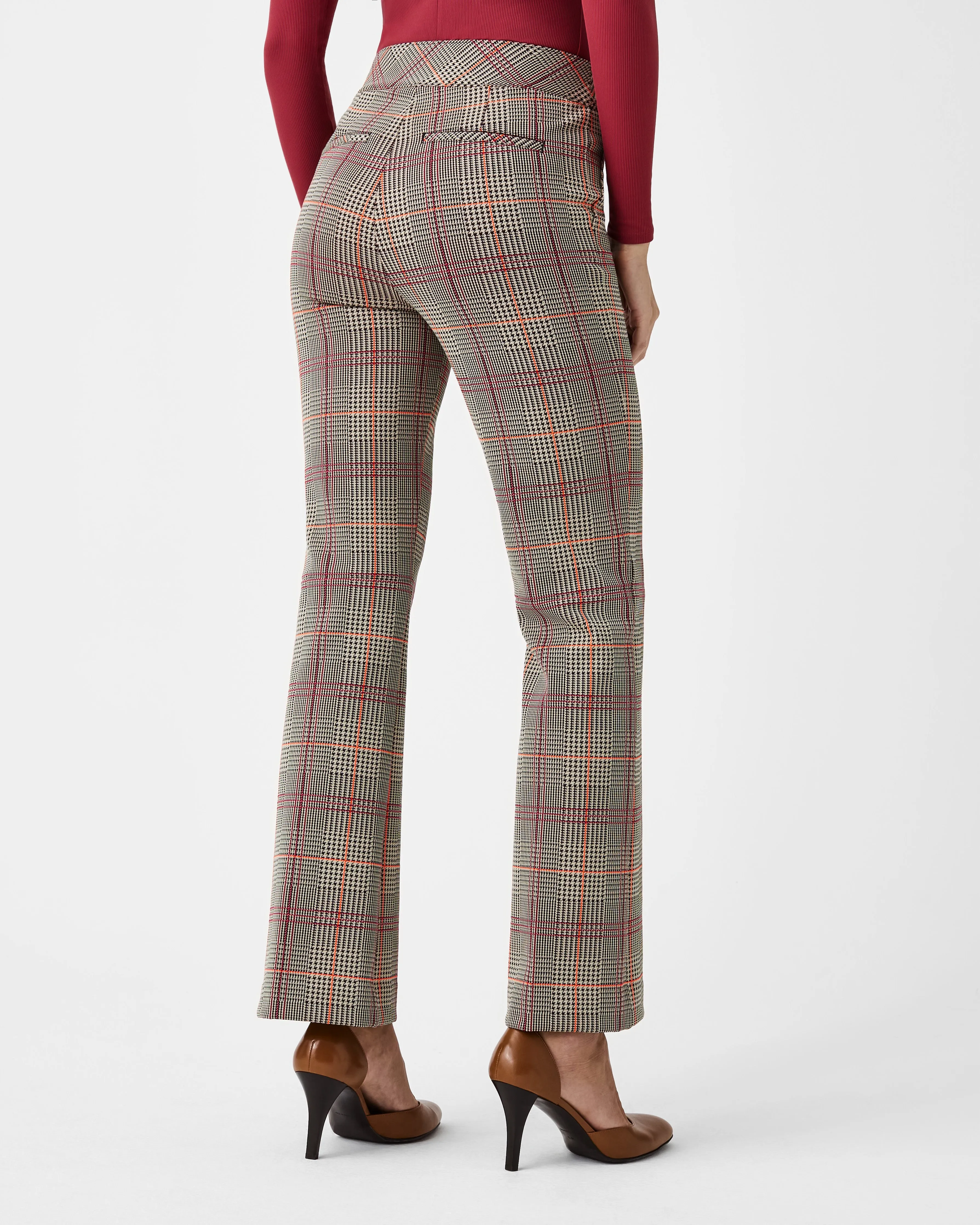 The Perfect Pant, Kick Flare in Orange Pop Plaid Jacquard