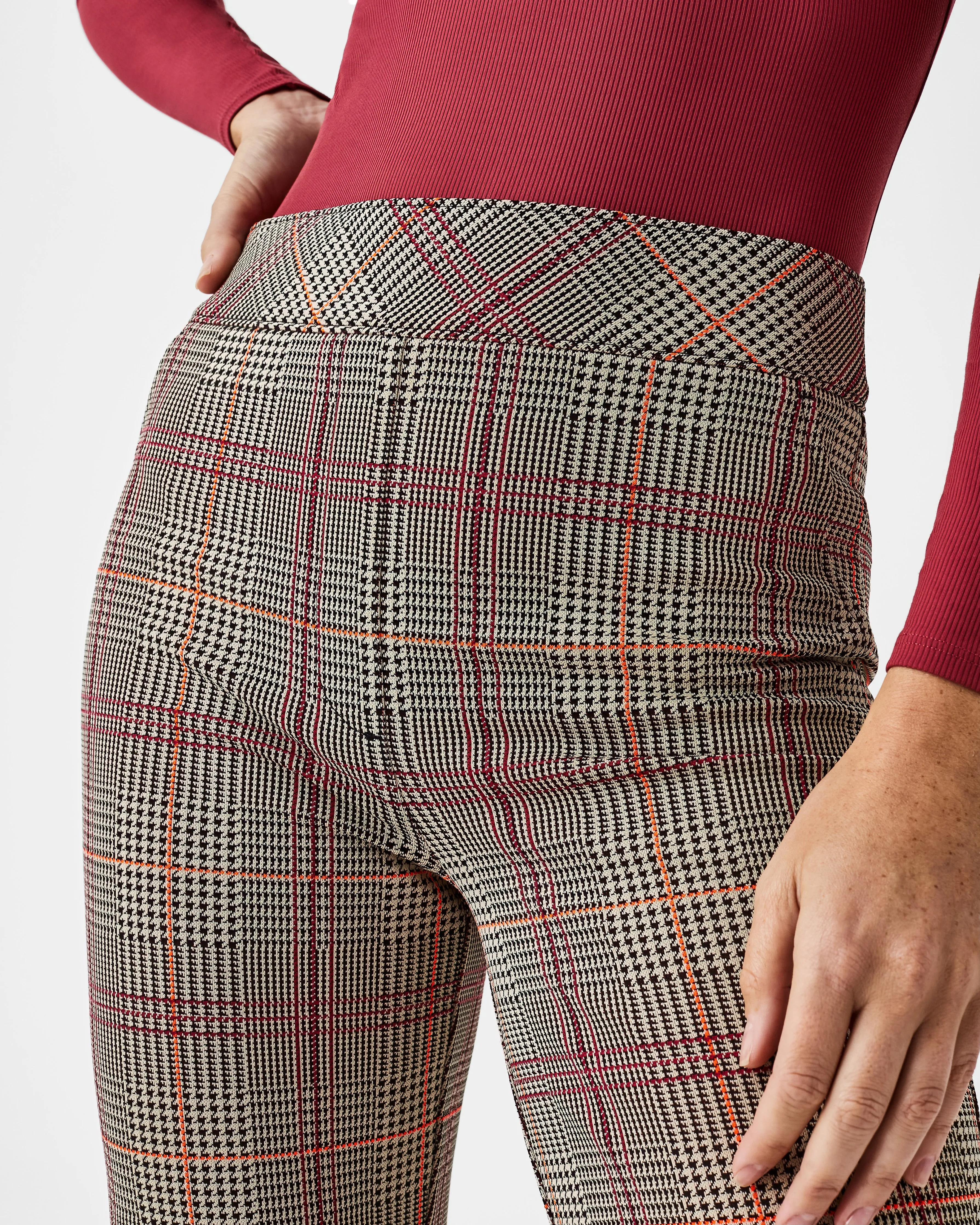 The Perfect Pant, Kick Flare in Orange Pop Plaid Jacquard