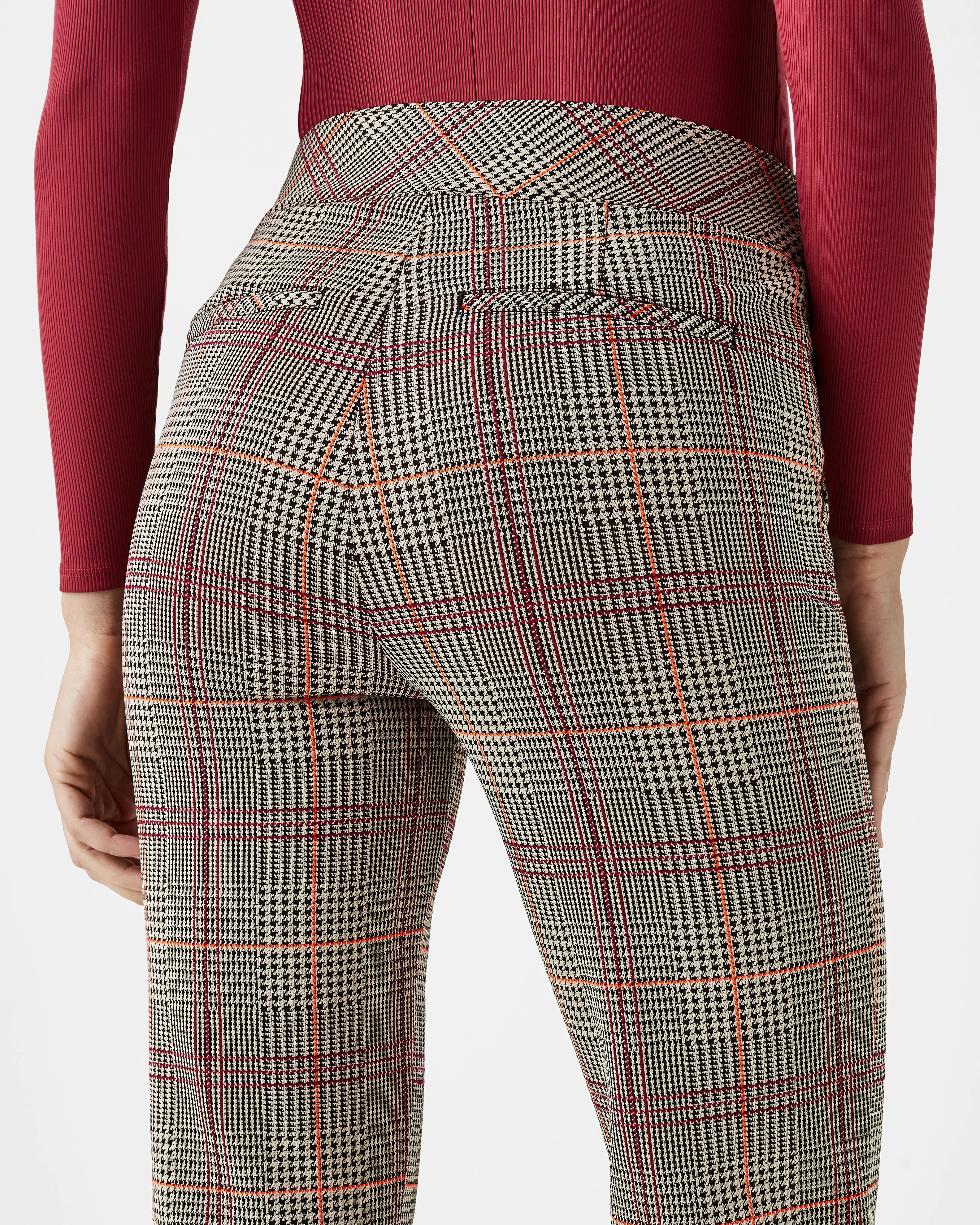 The Perfect Pant, Kick Flare in Orange Pop Plaid Jacquard