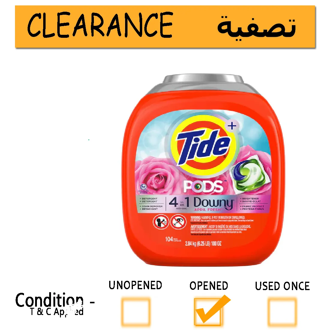 Tide Pods with 4 in 1 Downy April Fresh Liquid Laundry Detergent Pacs 98 pods--- clearance